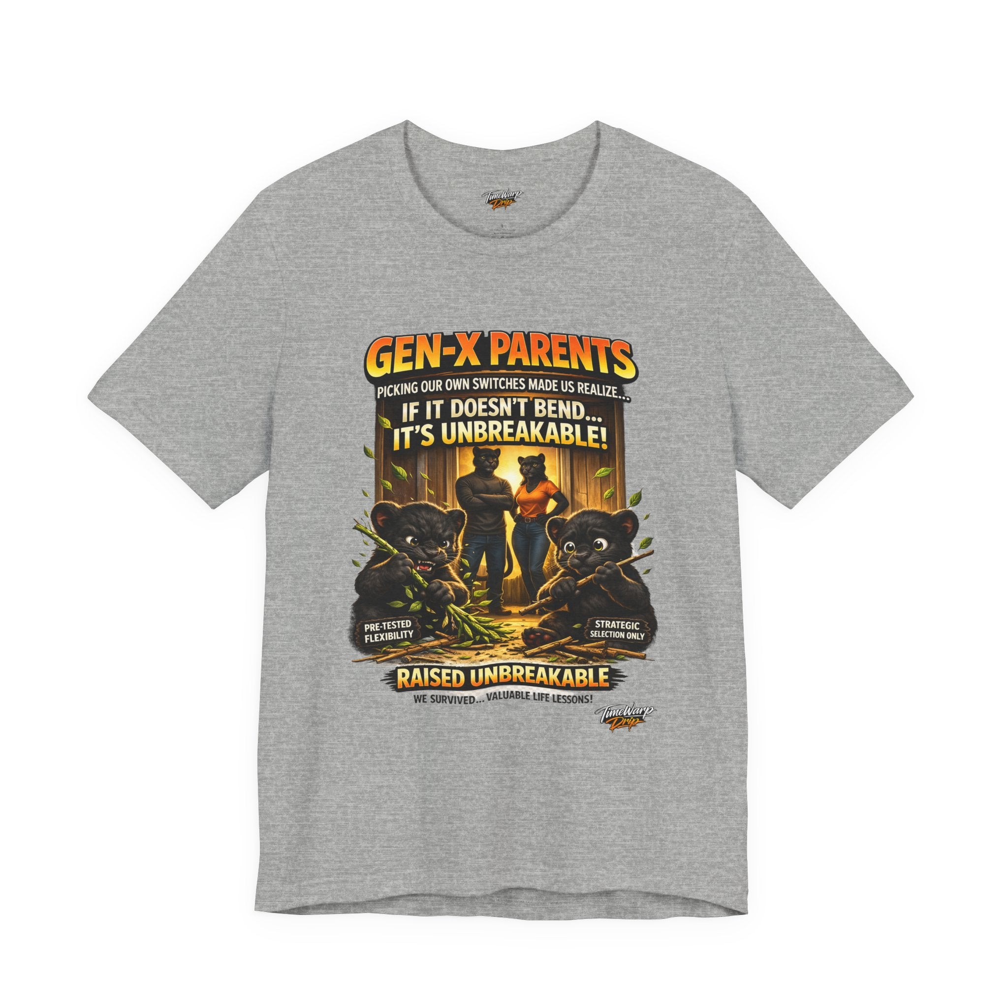 TimeWarp Drip Unbreakable Printify tee in jet black—Gen X throwback "Picked Our Own Switches" streetwear, bold nostalgia drip. streetwear apparel