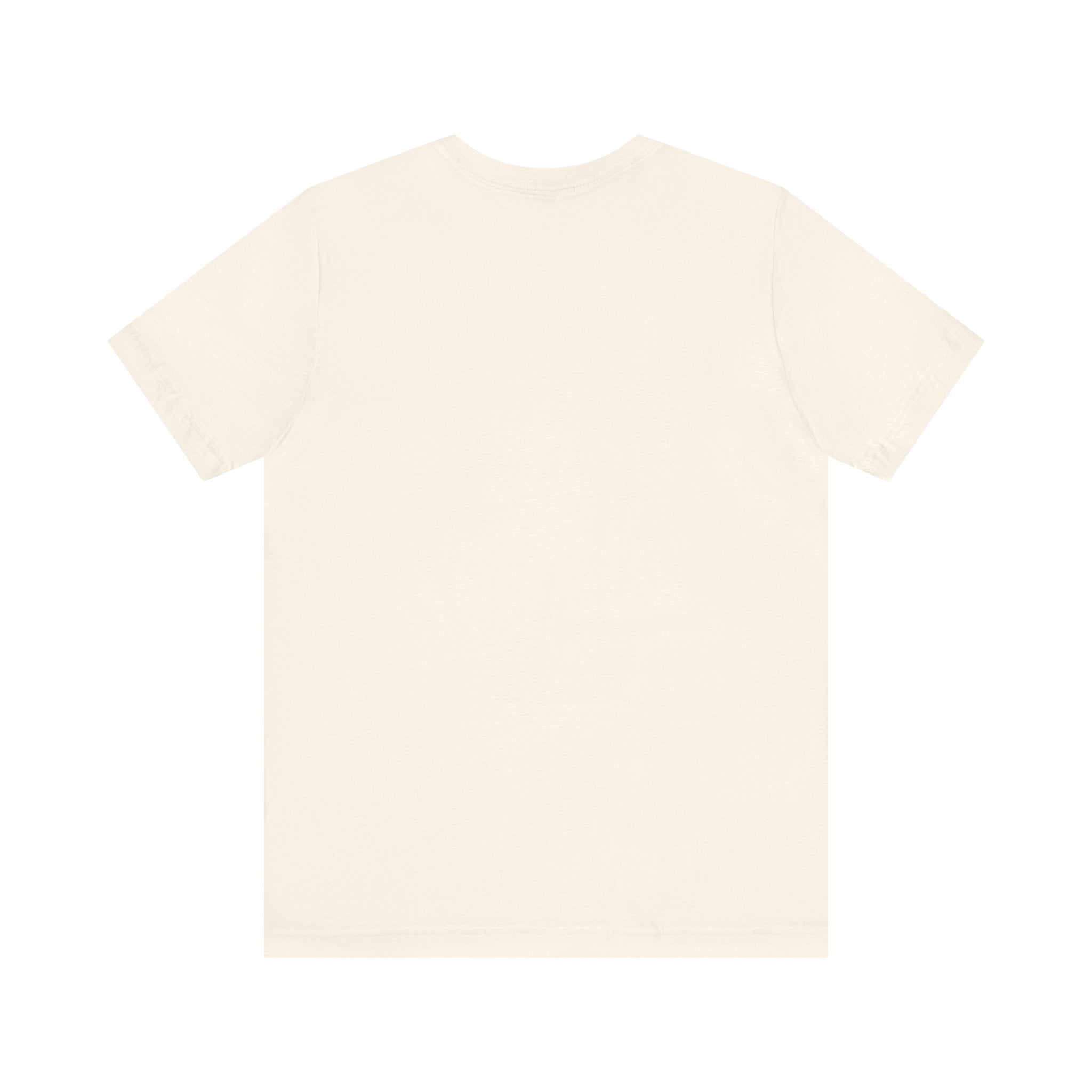 The Lucky Clover "Pulls Up Lives" Graphic T-Shirt shown from the back against a white background, is a plain off-white short-sleeve tee available in sizes S to 3XL.