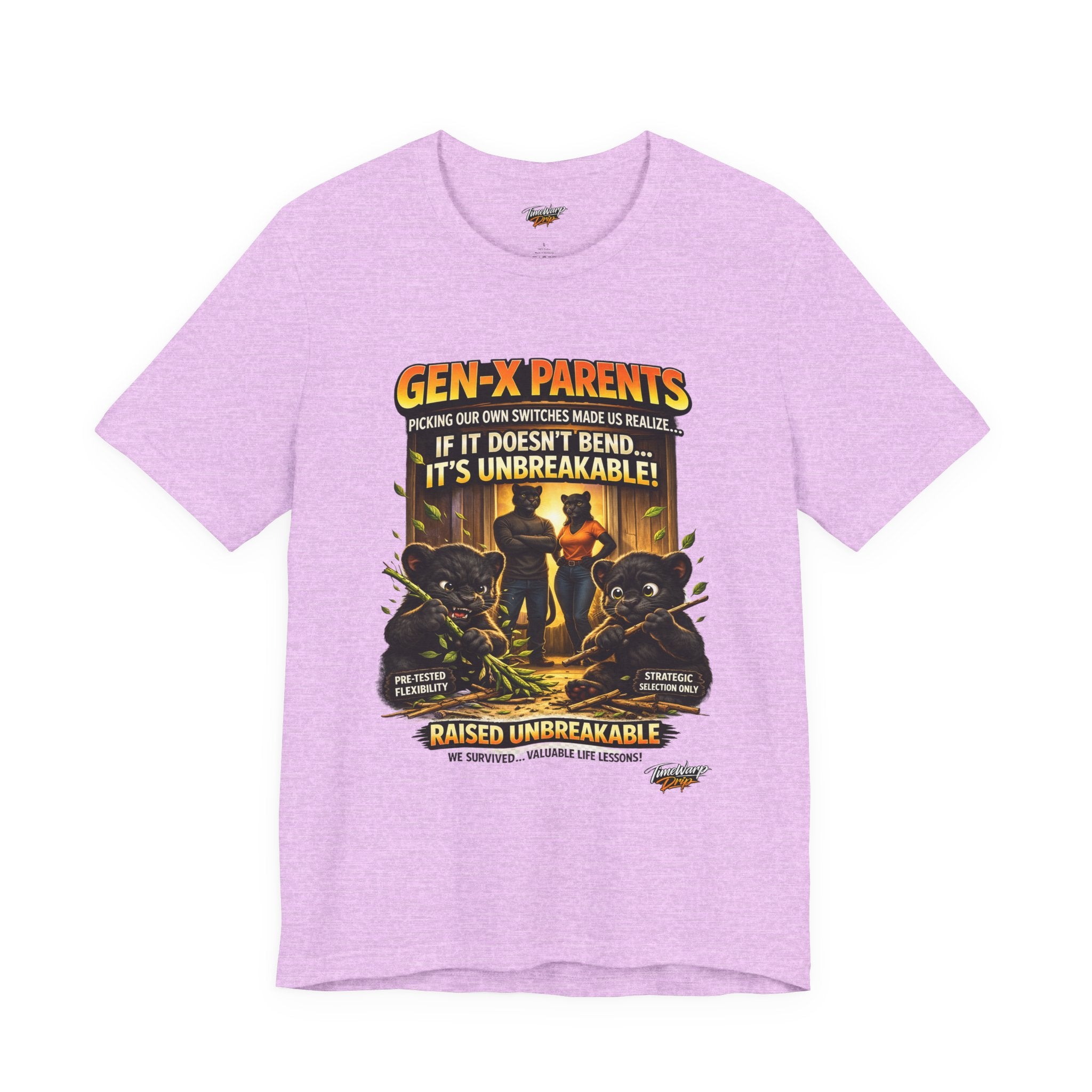 TimeWarp Drip Unbreakable Gen X Black Tee by Printify—Bold “Picked Our Own Switches” streetwear, retro resilience with major drip. streetwear apparel
