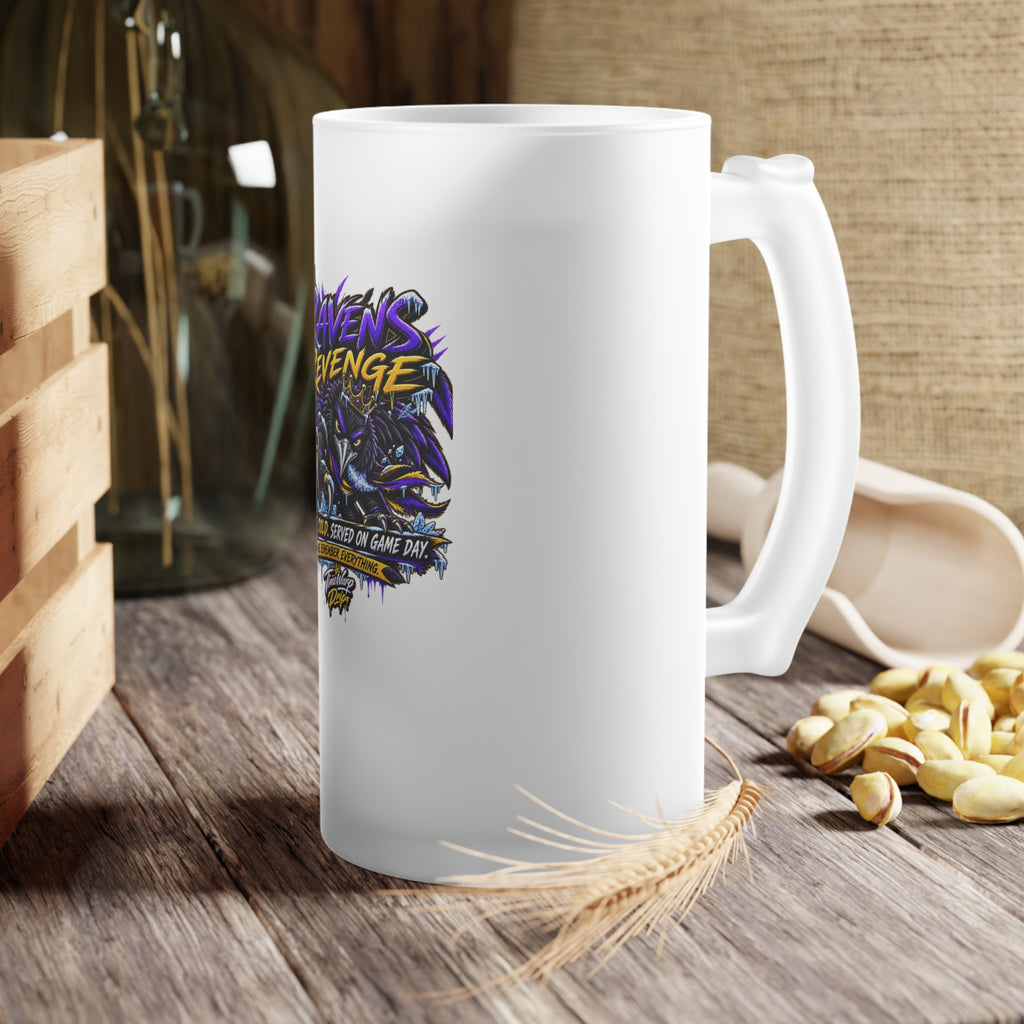 Raven Revenge Frosted Glass Beer Mug — Game Day Cold-Serve Design