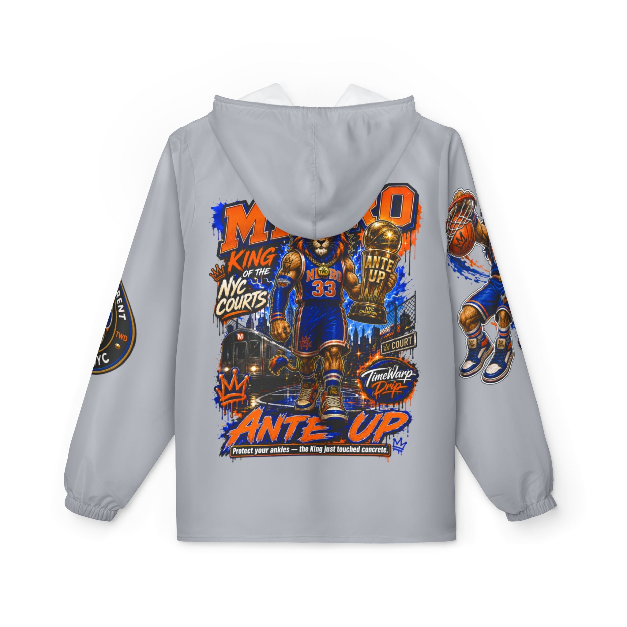 Basketball Windbreaker —  'ANTE UP' Metro Championship Streetwear (Gray)
