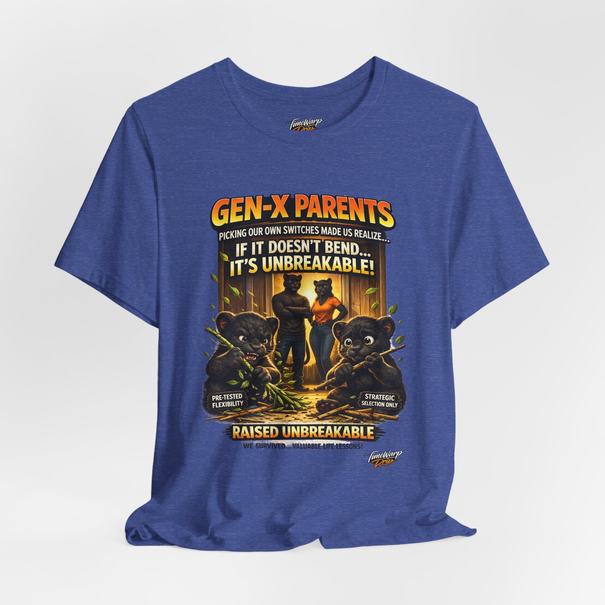 TimeWarp Drip Unbreakable Gen X Tee: Black streetwear shirt with bold cartoon bears and “Picked Our Own Switches” statement graphic. streetwear apparel