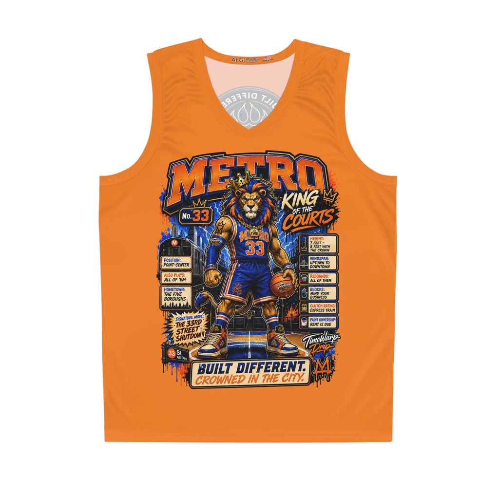 Basketball Jersey  (Orange) — Metro King Courts Lion Graphic (Built Different)
