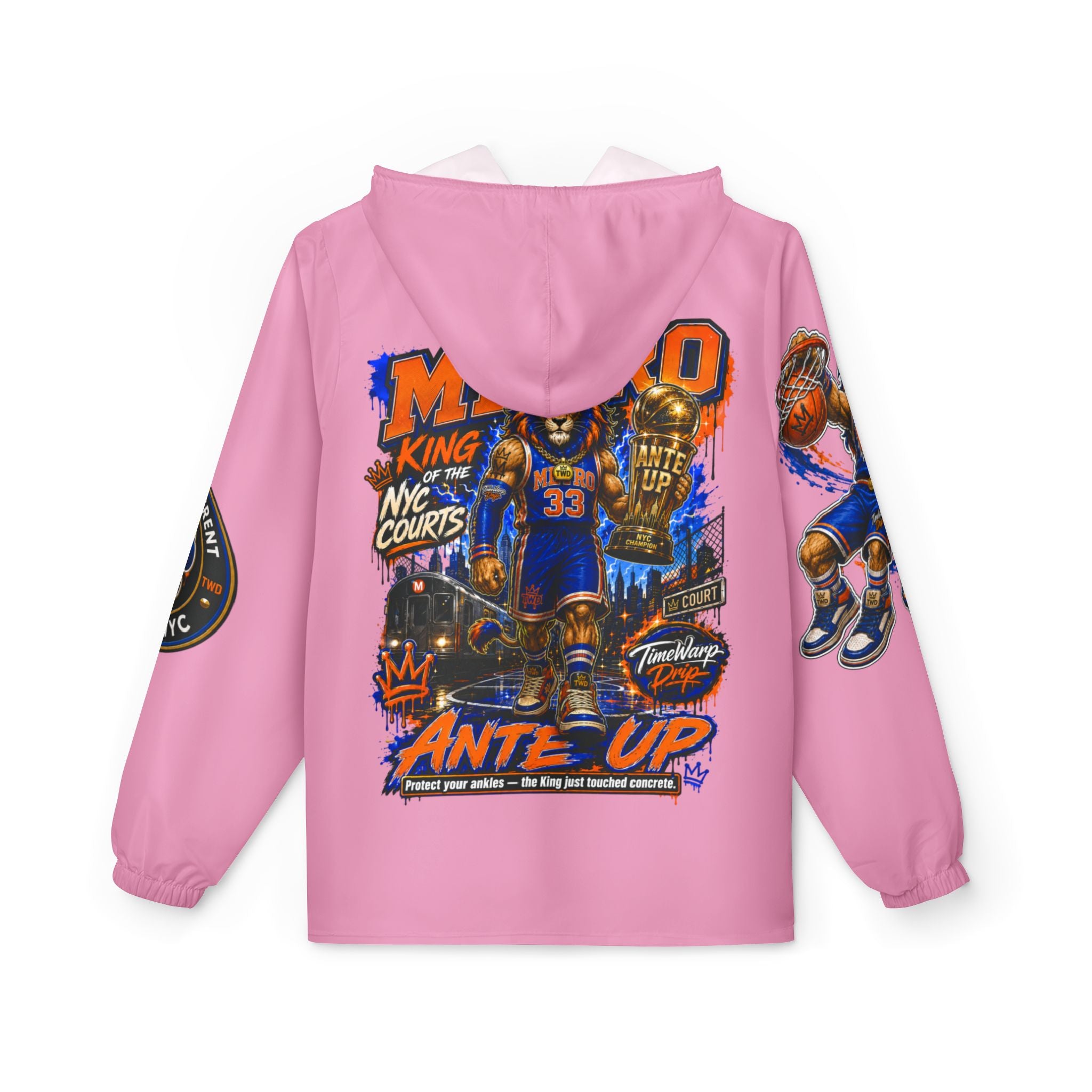 Basketball Windbreaker —  'ANTE UP' Metro Championship Streetwear (Pink)