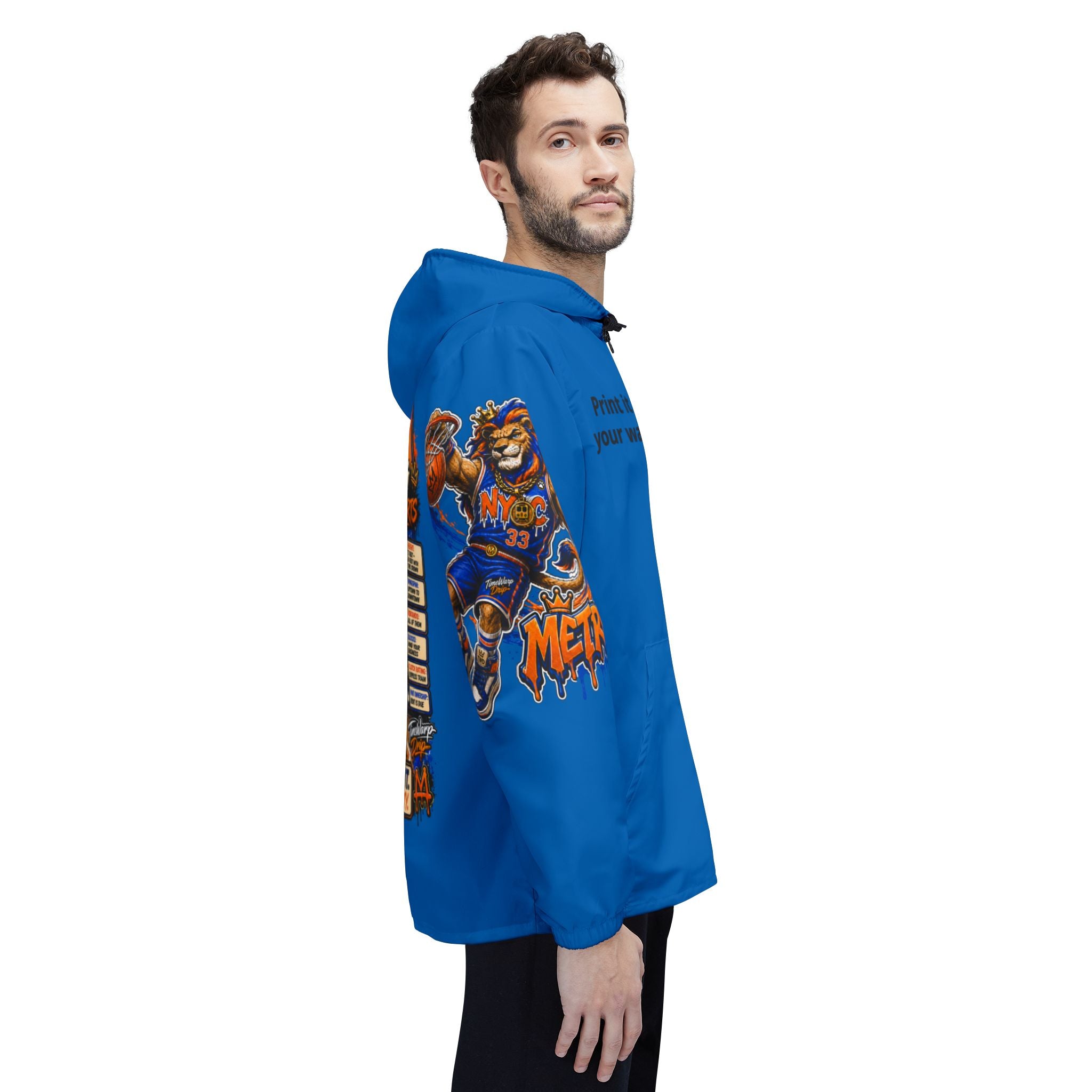 Basketball Windbreaker Jacket - 'Metro' Team Graphic Hooded Windbreaker