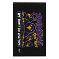 TimeWarp Drip Black “Home Flock Advantage” Rally Towel, 11x18—cartoon ravens pop with bold, streetwise style. Game day flex, Printify drip. streetwear apparel