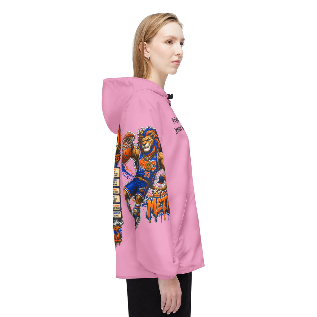 Basketball Windbreaker Jacket - 'Metro' (Pink) Team Graphic Hooded Windbreaker
