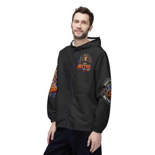 Basketball Windbreaker Jacket - 'Metro' (Black) Team Graphic Hooded Windbreaker