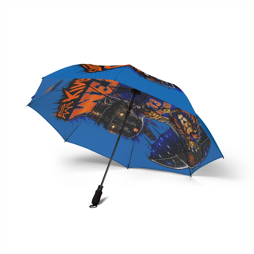 Semi-Automatic Foldable Umbrella — Metro Lion “Rain or Reign: The Lion’s Court” Basketball Graphic (Blue)