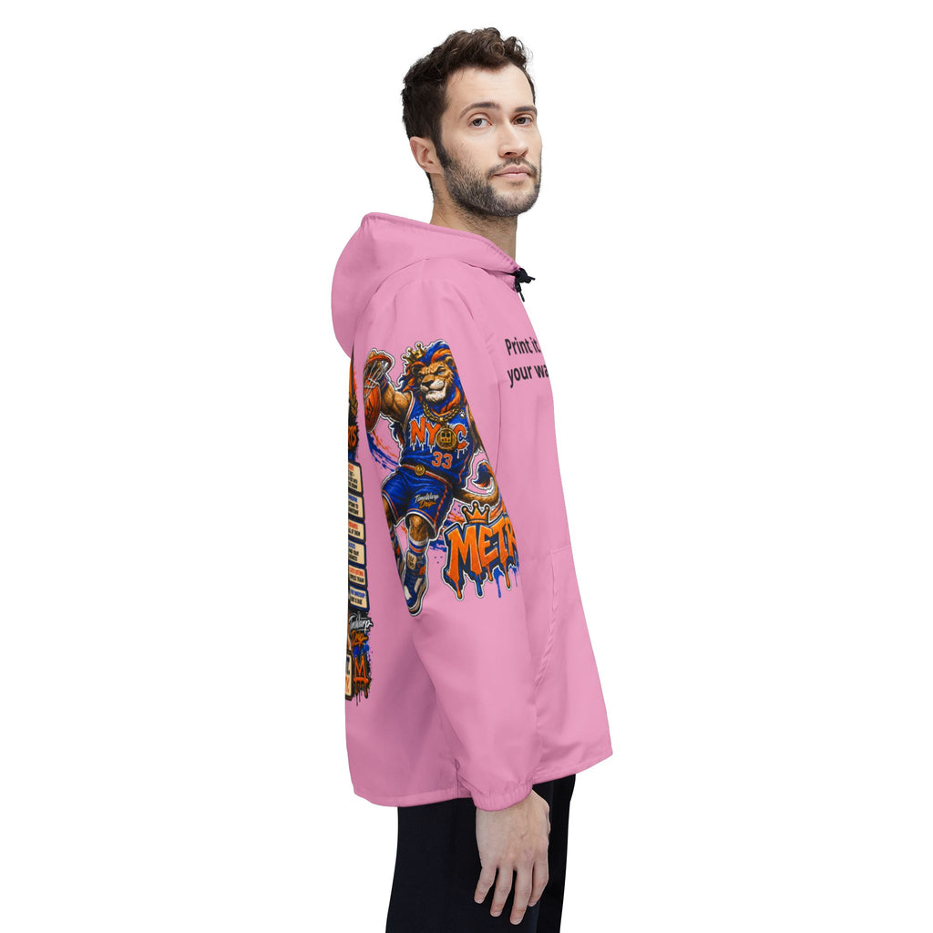 Basketball Windbreaker Jacket - 'Metro' (Pink) Team Graphic Hooded Windbreaker