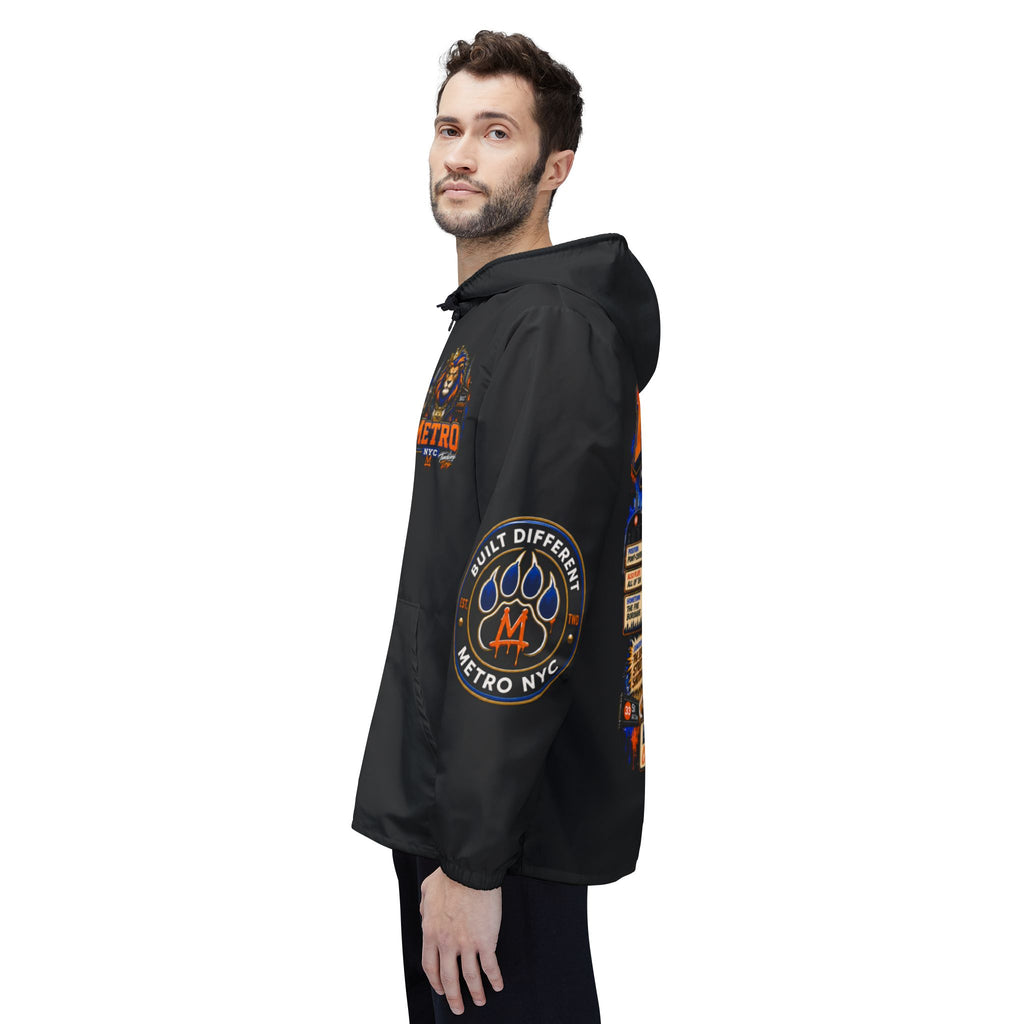 Basketball Windbreaker Jacket - 'Metro' (Black) Team Graphic Hooded Windbreaker