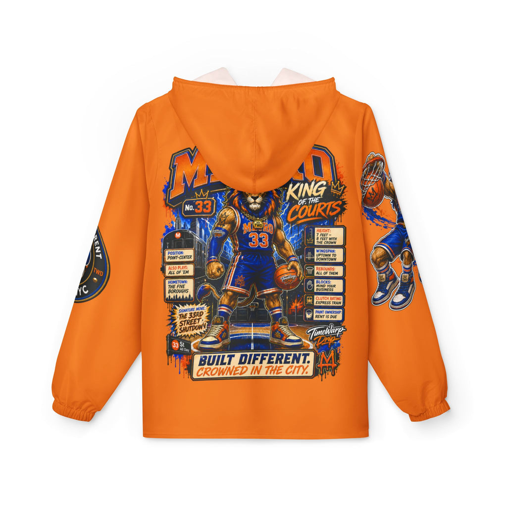 Basketball Windbreaker Jacket - 'Metro' (Orange) Team Graphic Hooded Windbreaker