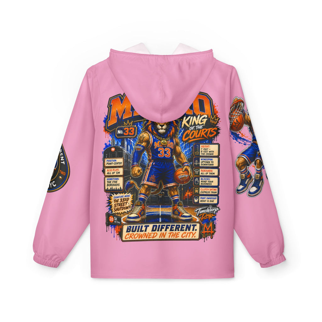 Basketball Windbreaker Jacket - 'Metro' (Pink) Team Graphic Hooded Windbreaker