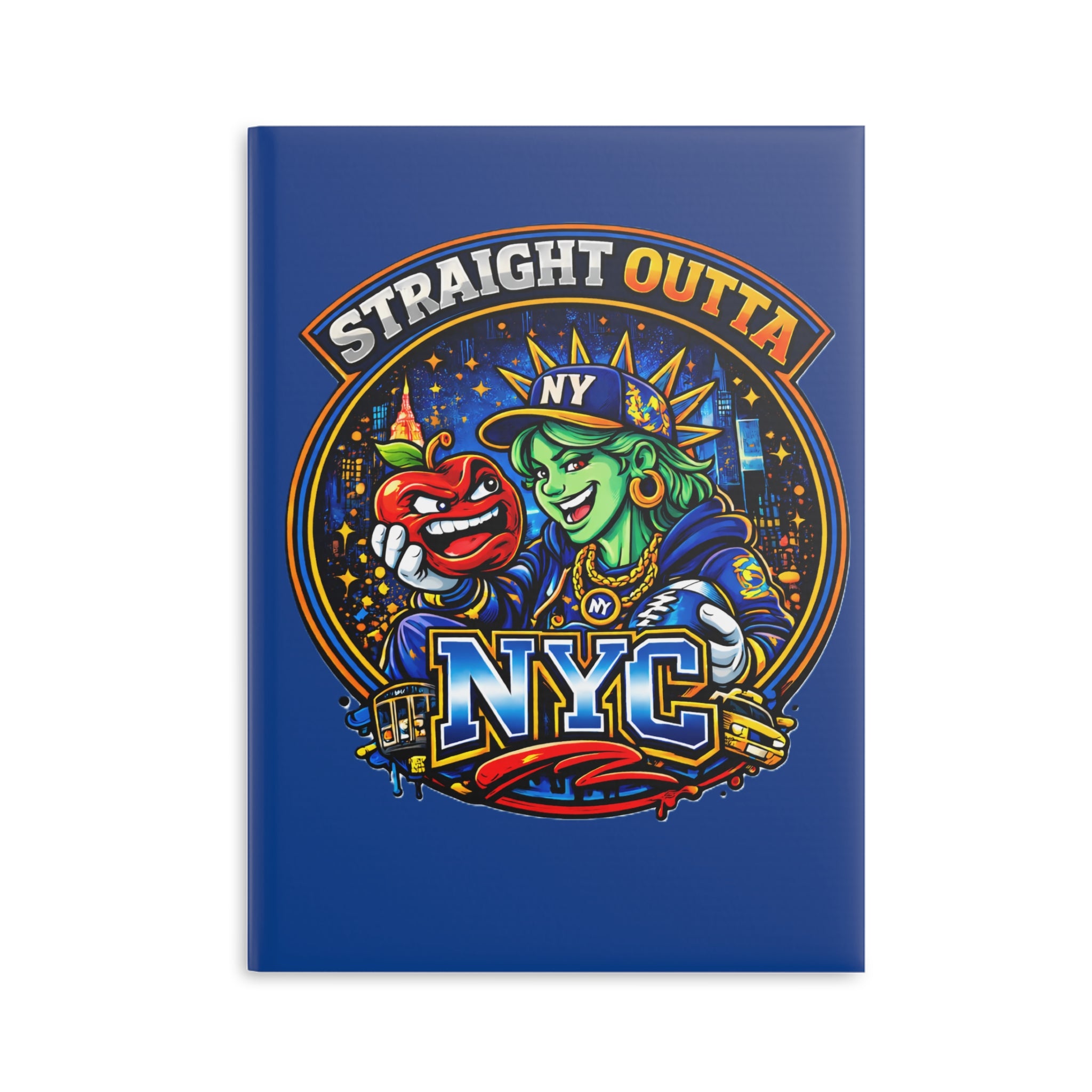 NYC-themed hardcover notebook with Statue of Liberty graphic, featuring puffy design and paper journal for writing and note-taking.
