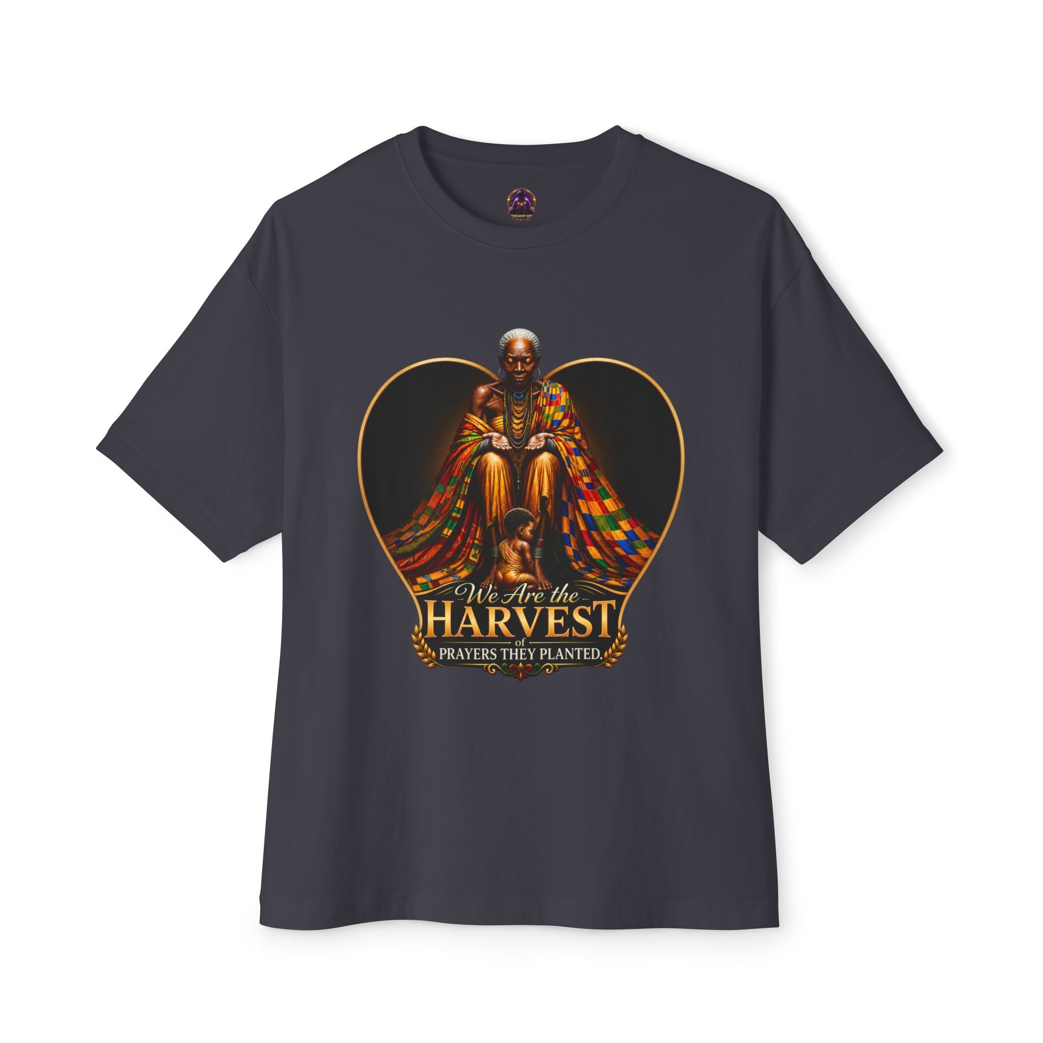 TimeWarp Drip – Oversized black tee, boxy cut, bold We Are the Harvest graphic—urban Premium Urban Fashioncelebrating heritage and city spirit. | premium streetwear