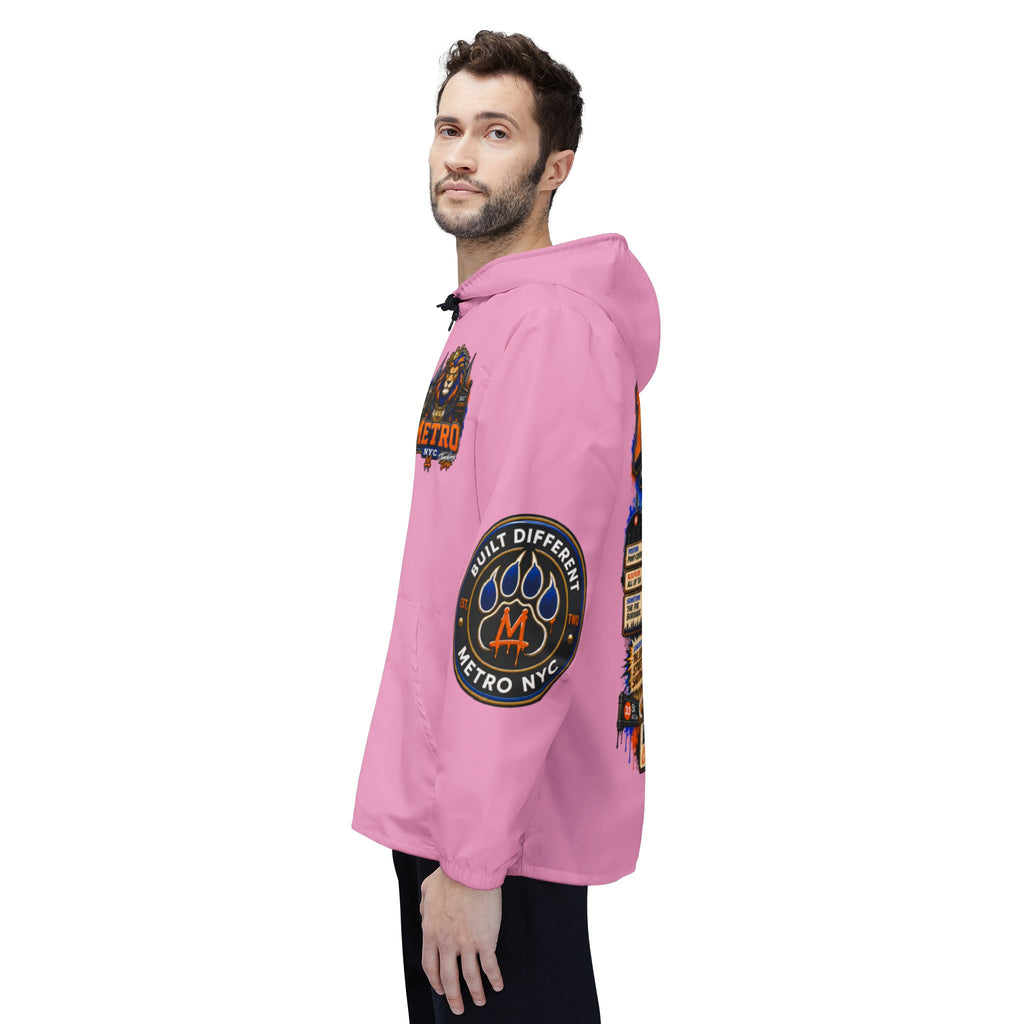 Basketball Windbreaker Jacket - 'Metro' (Pink) Team Graphic Hooded Windbreaker