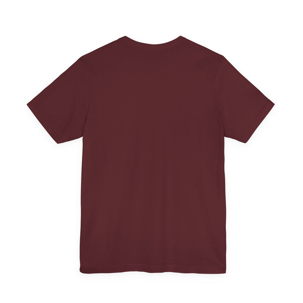 The Calm Energy Vibes T-Shirt — "I Run the Forecast" CEO Energy by TimeWarp Drip is a plain maroon short-sleeve tee made from soft Airlume cotton, displayed flat with no visible logos or graphics, highlighting its simple, lightweight design.