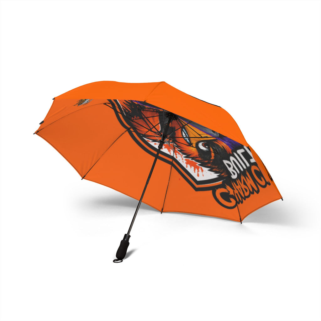 TimeWarp Drip orange foldable sports umbrella, "Charm City Built" in bold white—streetwise Baltimore drip, pure time-warp style. 