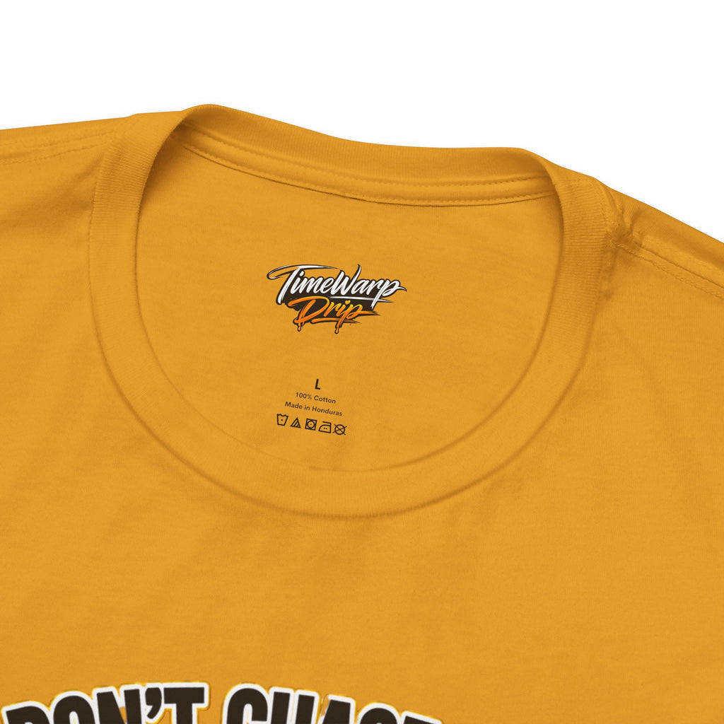 TimeWarp Drip Vivid yellow Lucky Clover street tee—"Pulls Up Lives" pops at the collar, TimeWarp Drip tag and size flex bold style. streetwear apparel
