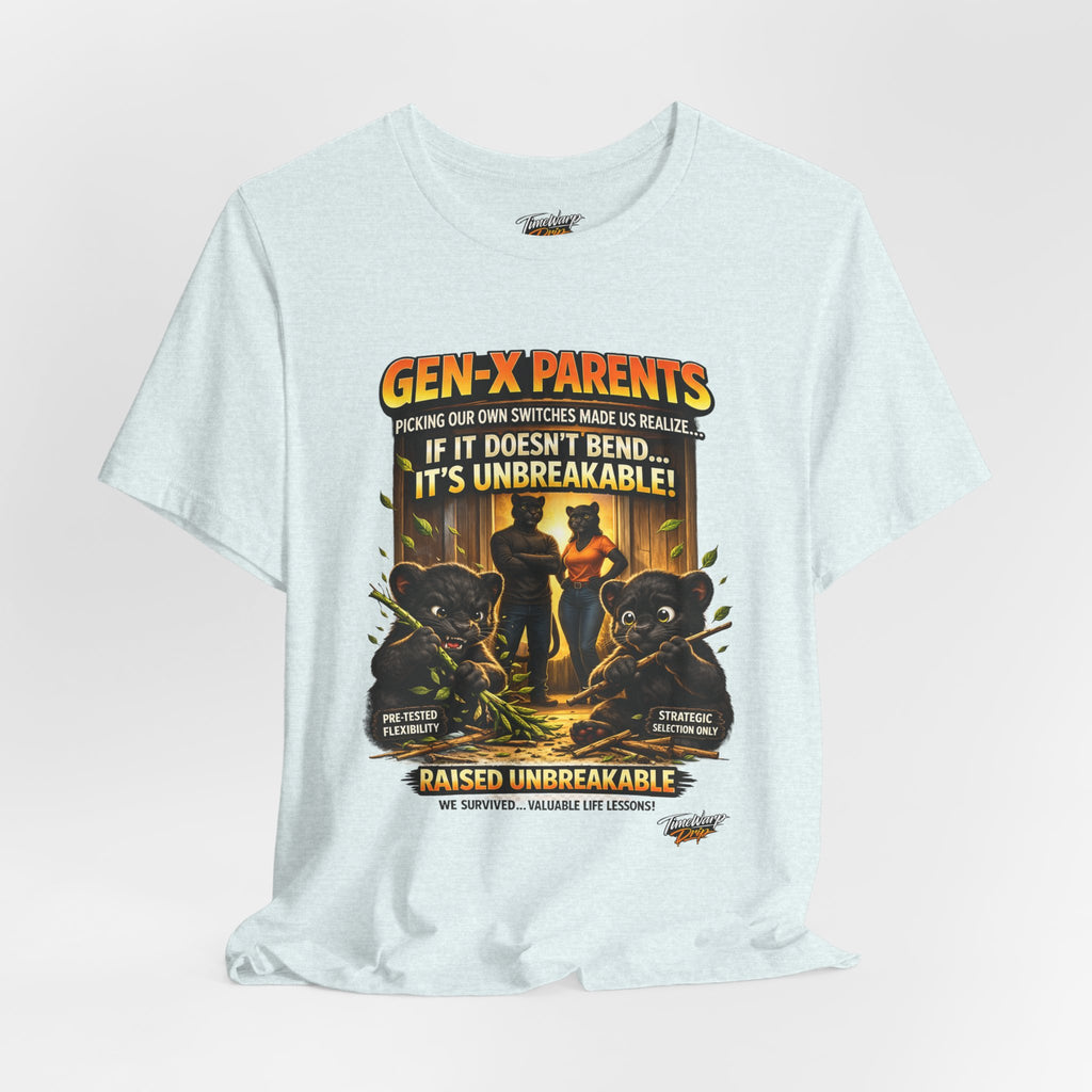 TimeWarp Drip Black Printify Unbreakable Gen X Tee—retro streetwear energy with “Picked Our Own Switches” bold graphic for throwback parents. streetwear apparel