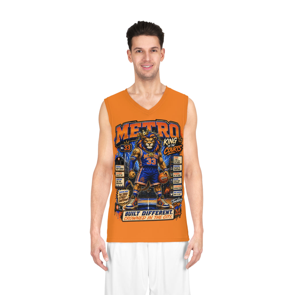 Basketball Jersey  (Orange) — Metro King Courts Lion Graphic (Built Different)
