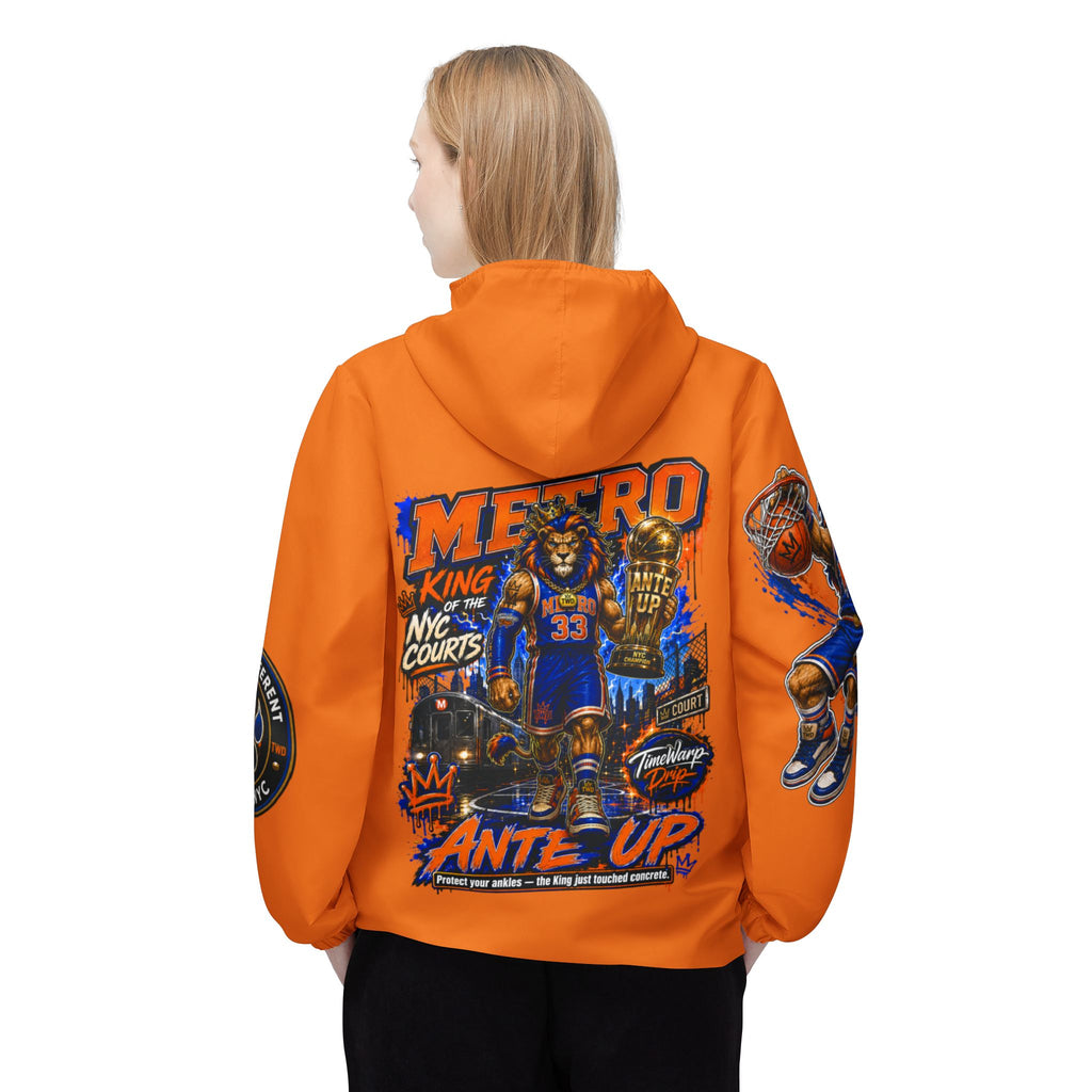 Basketball Windbreaker —  'ANTE UP' Metro Championship Streetwear (Orange)
