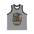 The Court of Legends - (Grey) Basketball Jersey is a unisex, moisture-wicking polyester tank with black trim, featuring an illustrated dunking player and bold text: "Court of Legends" above and "Mindset is Everything" below.