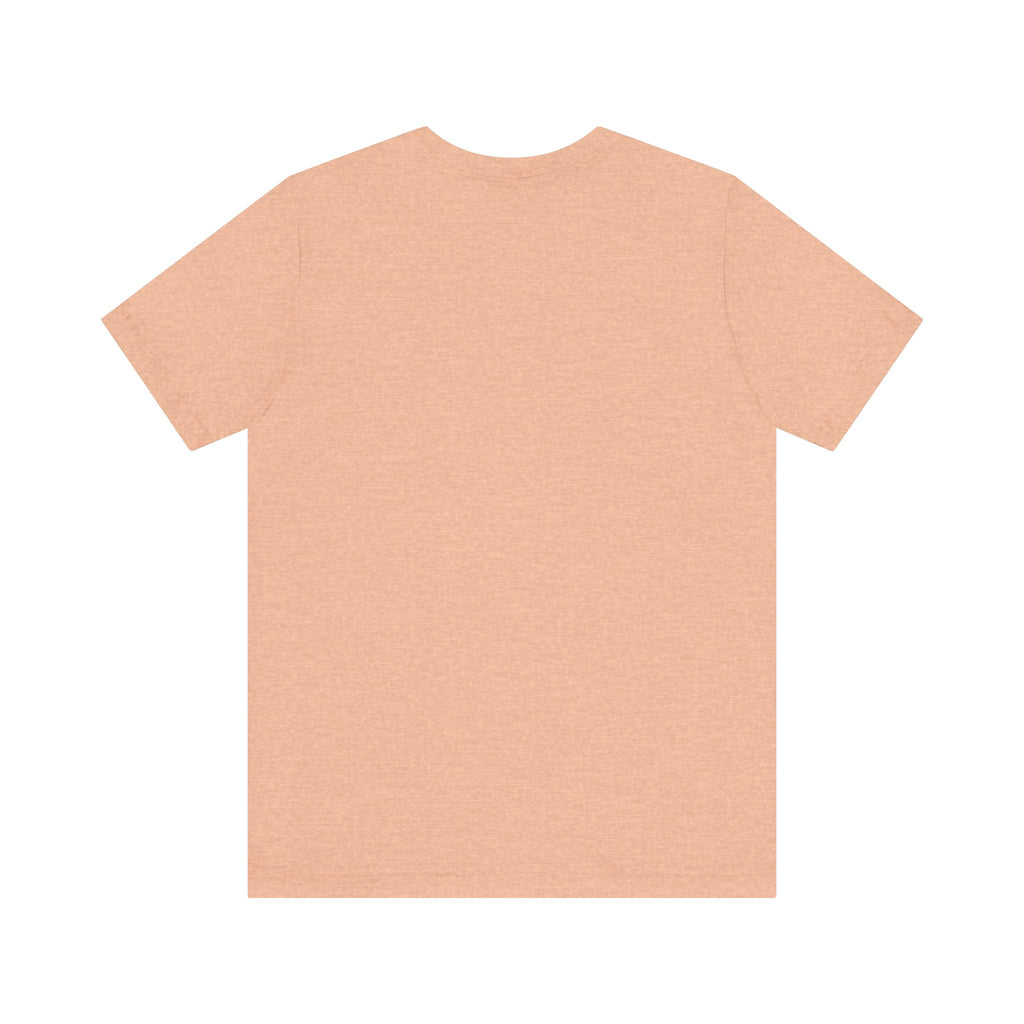 The TimeWarp Drip Lucky Clover "Pulls Up Lives" Graphic T-Shirt in light peach is shown laid flat, back up, on a white background, available in sizes S–3XL.
