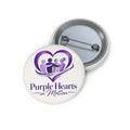TimeWarp Drip Purple Hearts In Motion round pin—bold streetwear-style button, drippin’ in purple for charity and unity vibes. 