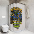 TimeWarp Drip – Shower curtain, bold multicolor street art with peacock rap duo cartoon, luxury urban hip-hop bathroom style. | premium streetwear