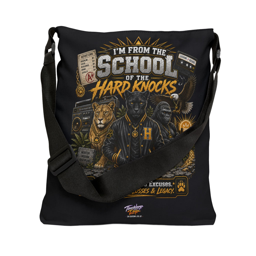 TimeWarp Drip School of Hard Knocks Motivational Tote Bag – Natural – NYC Streetwear | TimeWarp Drip