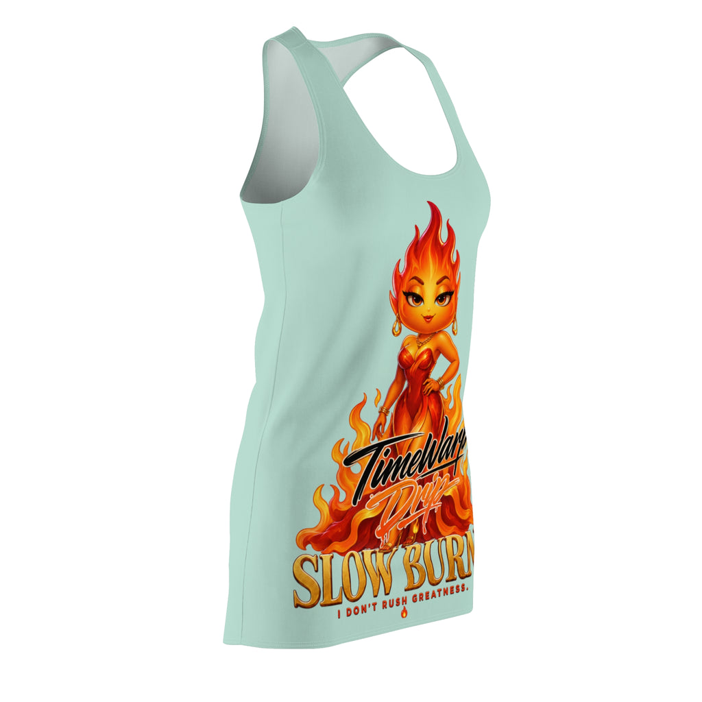 'Slow Burn' Fiery Pinup Racerback Dress (Mint Green)