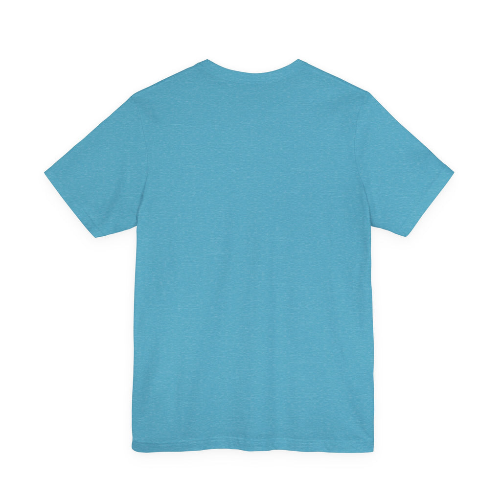 TimeWarp Drip Back view—Luck Don't Chase Nobody 4-Leaf Clover tee in icy blue by Printify. Amp up your street style, white backdrop pop!. streetwear apparel
