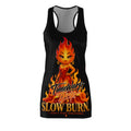 'Slow Burn' Fiery Pinup Racerback Dress (Black)