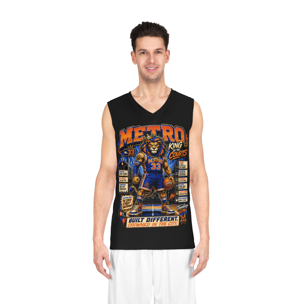 Basketball Jersey  (Black) — Metro King Courts Lion Graphic (Built Different)