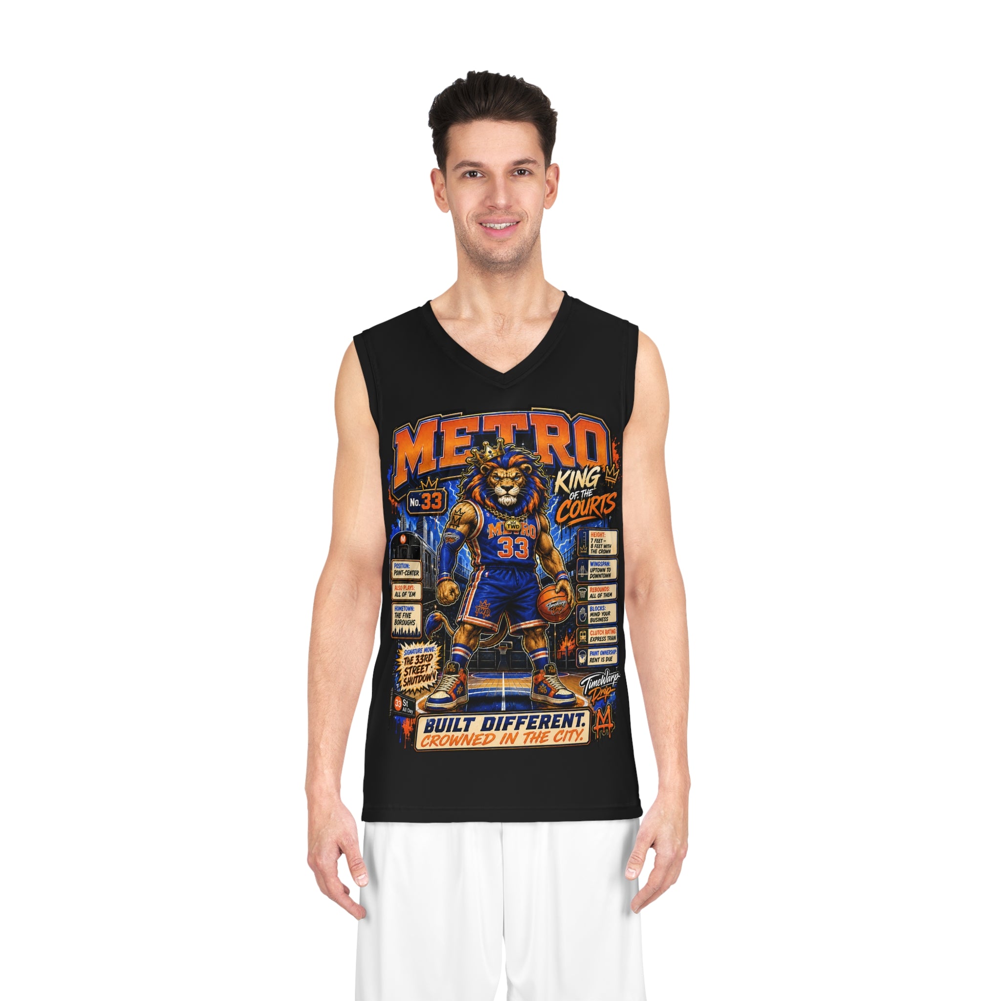 Basketball Jersey  (Black) — Metro King Courts Lion Graphic (Built Different)
