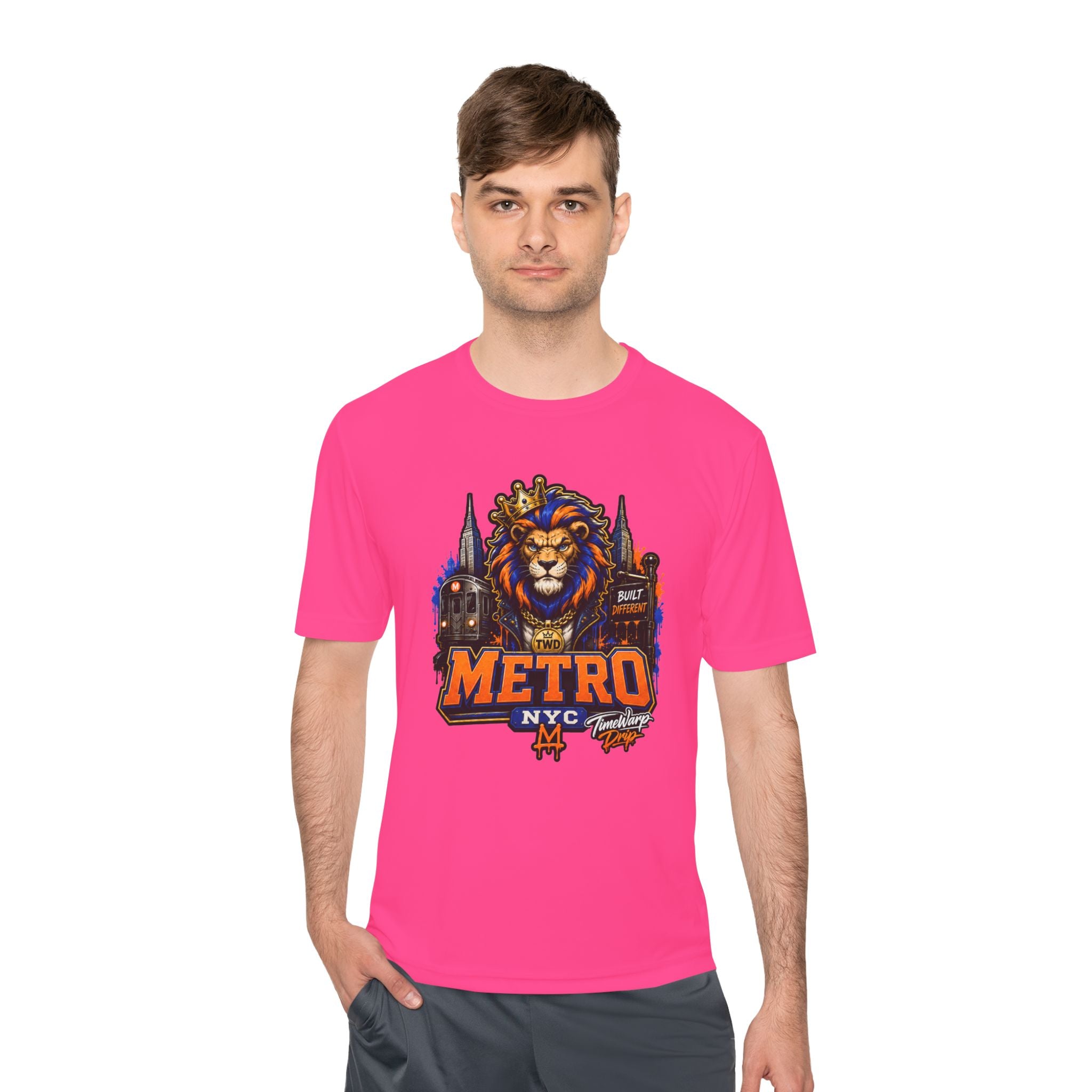 Metro NYC Lion Graphic Tee — "Built Different" Athletic Moisture‑Wicking Shirt