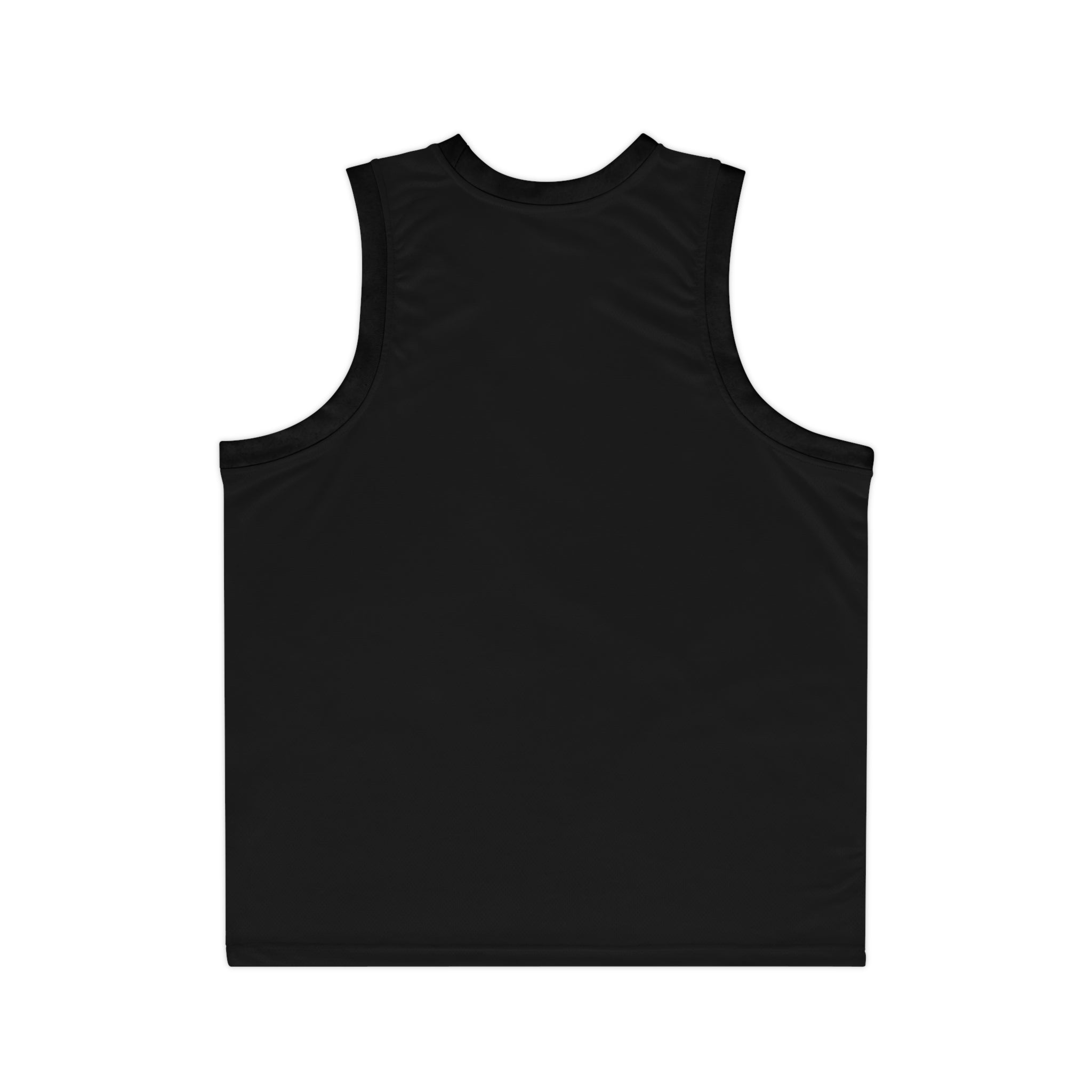 Black Court of Legends basketball jersey with all-over print design, featuring bold graphics and athletic style by Printify.