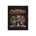 TimeWarp Drip Black Crushed Velvet Blanket: crowned chess king in shades, bold graffiti drip—Printify streetwear vibes, luxe and stylish. 