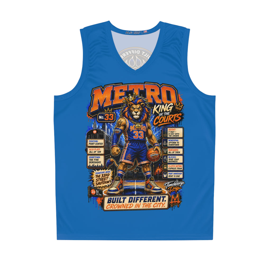 Basketball Jersey  (Blue) — Metro King Courts Lion Graphic (Built Different)