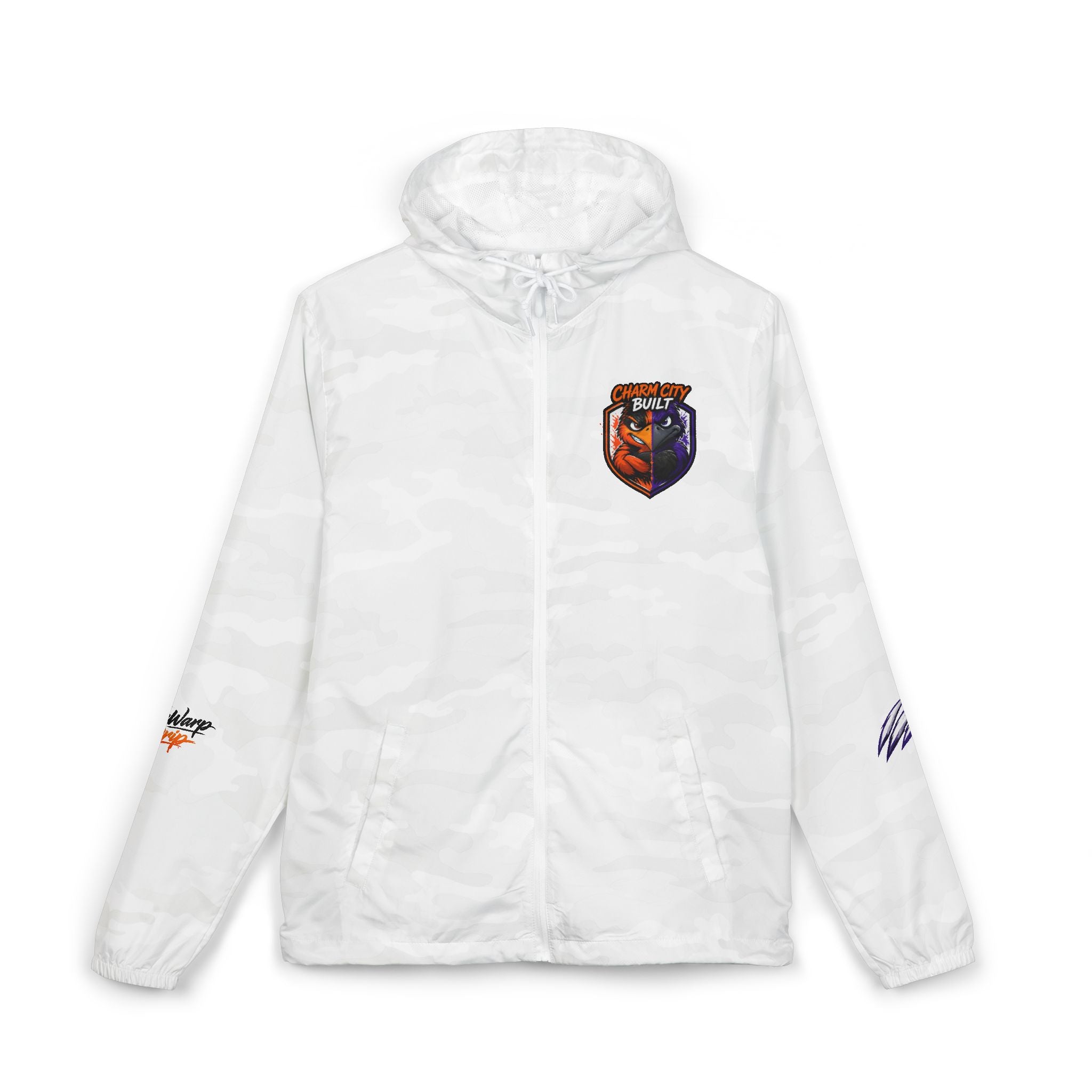TimeWarp Drip Two-Tone Split Windbreaker—bold color block, dual bird patch, sleeve drip graphics, street swagger, lightweight flex.