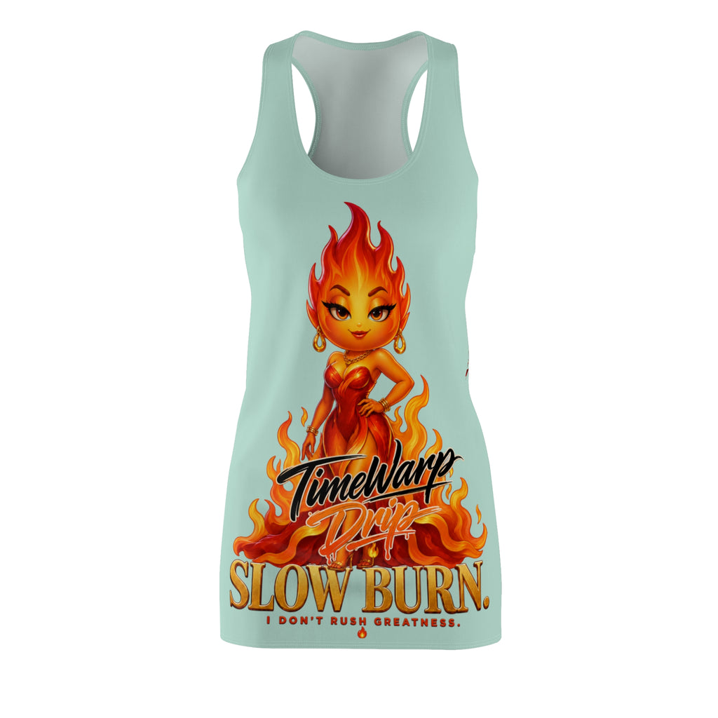 'Slow Burn' Fiery Pinup Racerback Dress (Mint Green)