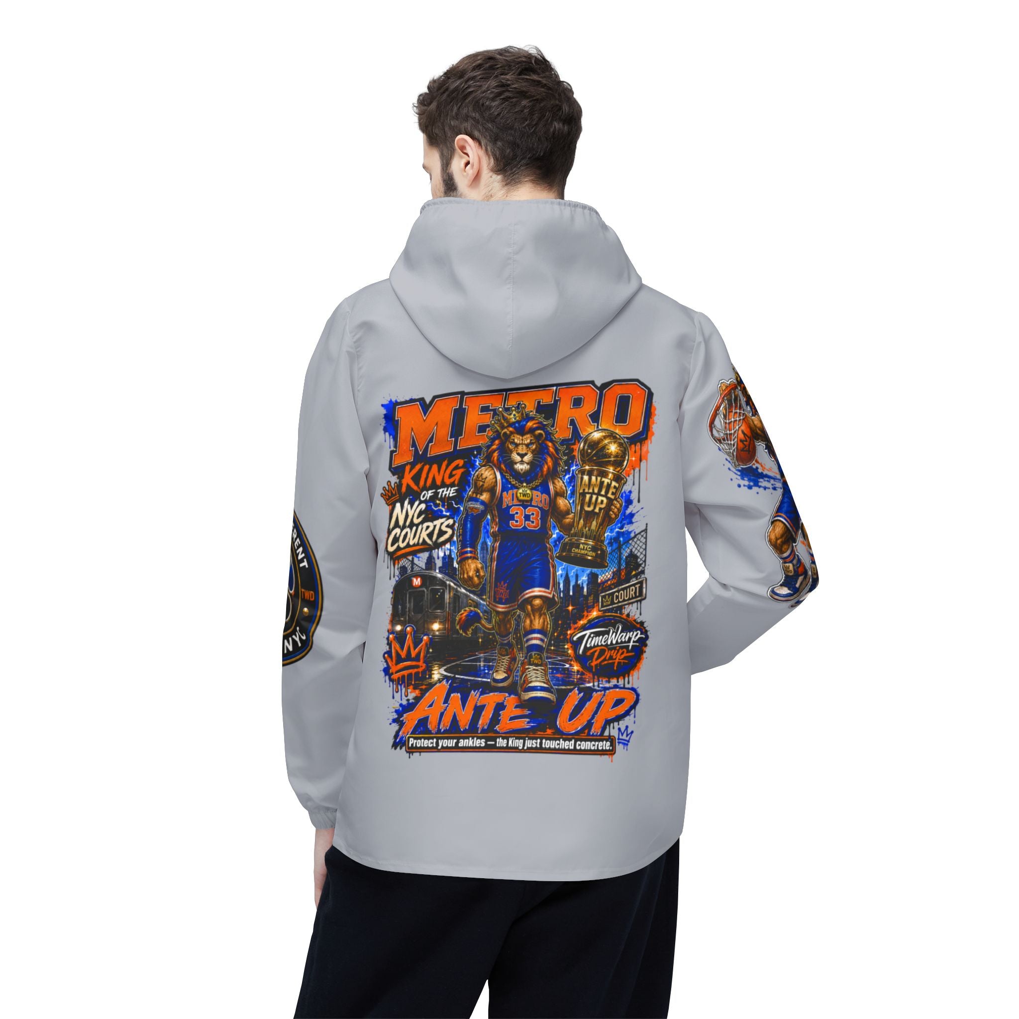 Basketball Windbreaker —  'ANTE UP' Metro Championship Streetwear (Gray)