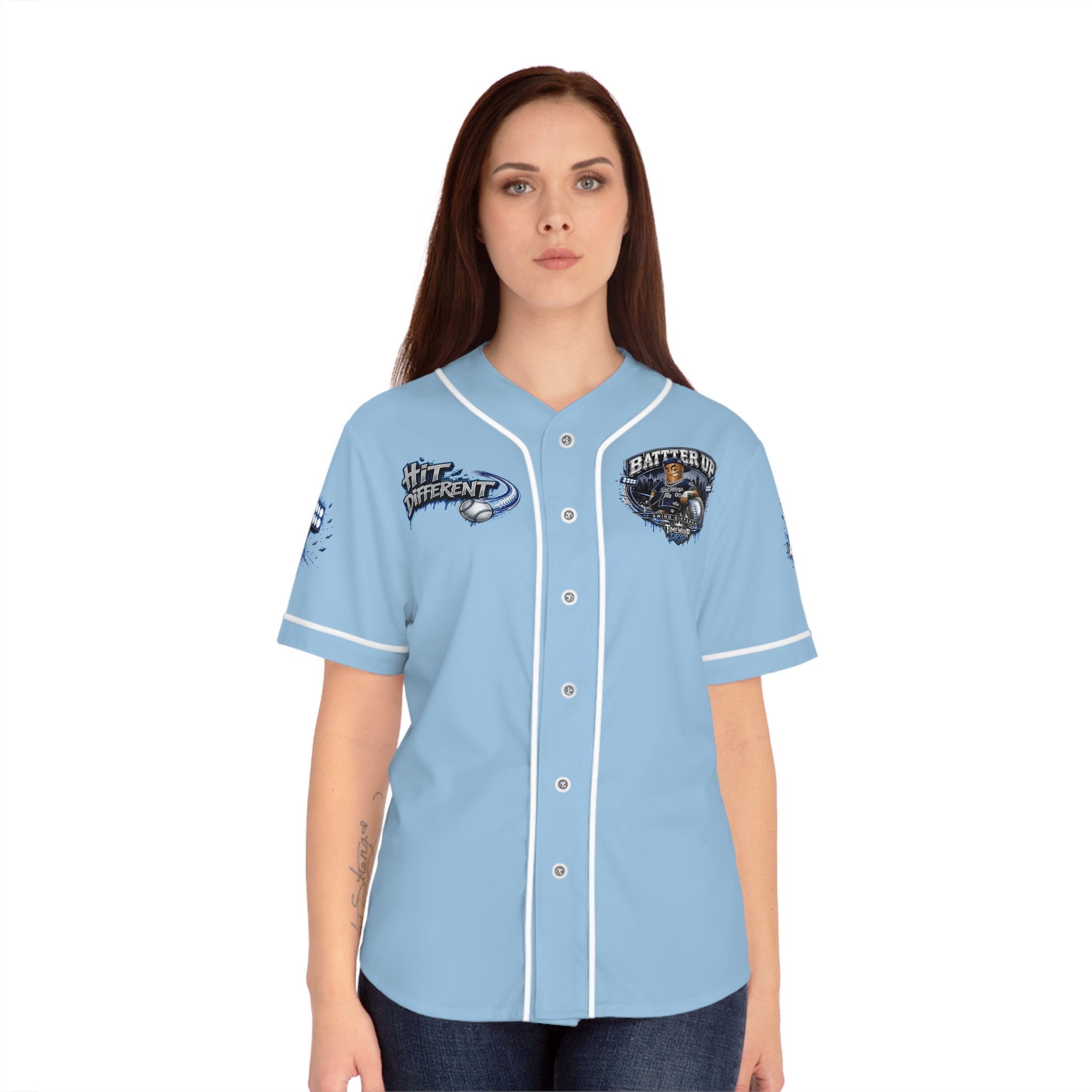 Batter Up Women’s Baseball Jersey — Stadium Lights Graphic