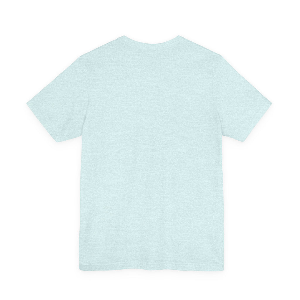 TimeWarp Drip Light blue Luck Don't Chase Nobody 4-Leaf Clover tee by Printify, back view—dripping with streetwise clover vibes. streetwear apparel