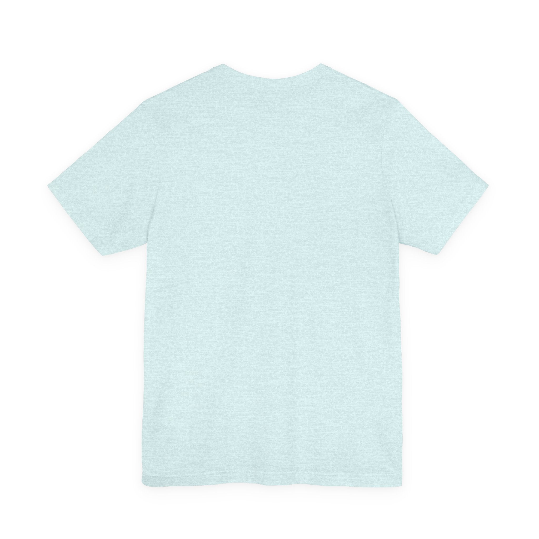 TimeWarp Drip Light blue Luck Don't Chase Nobody 4-Leaf Clover tee by Printify, back view—dripping with streetwise clover vibes. streetwear apparel