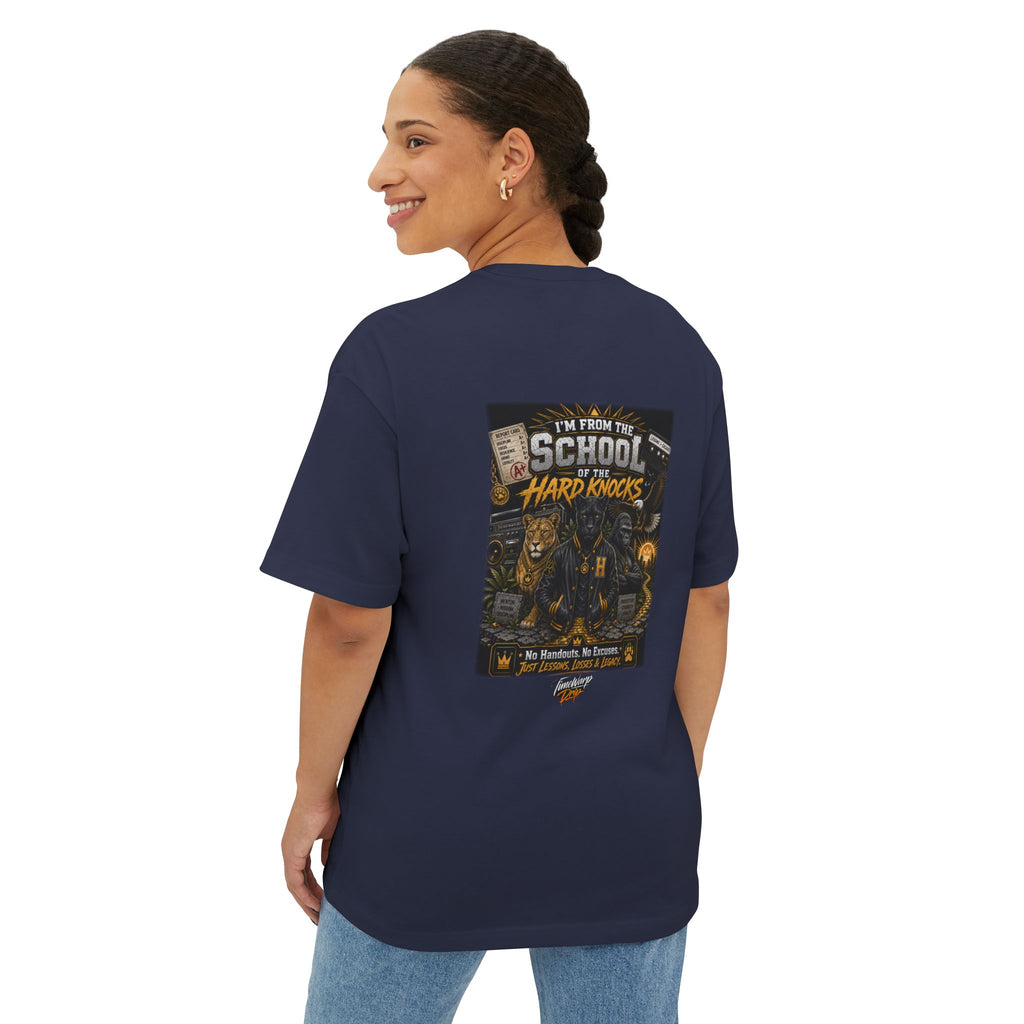 'School of Hard Knocks' - Motivational Oversized Boxy Tee