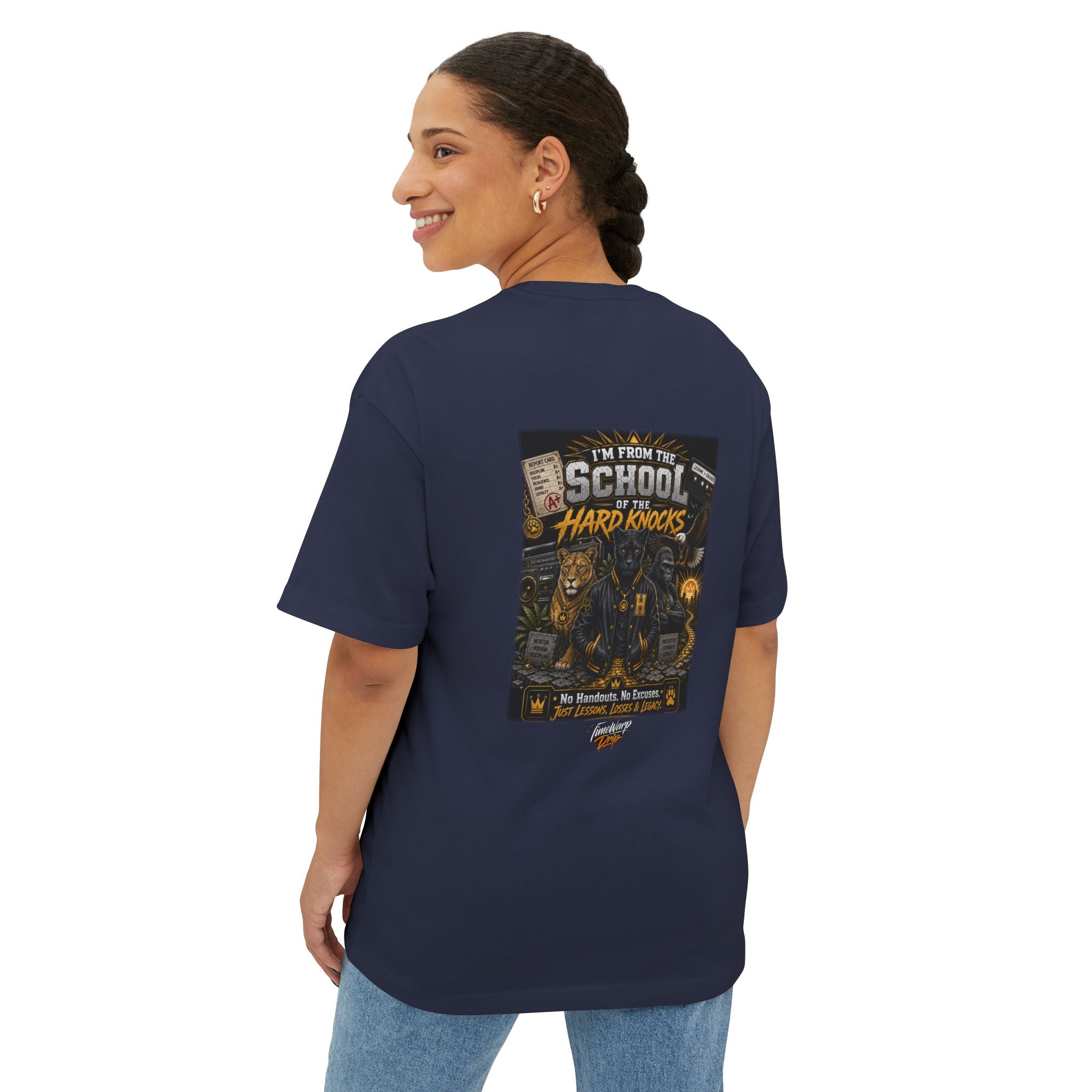 'School of Hard Knocks' - Motivational Oversized Boxy Tee