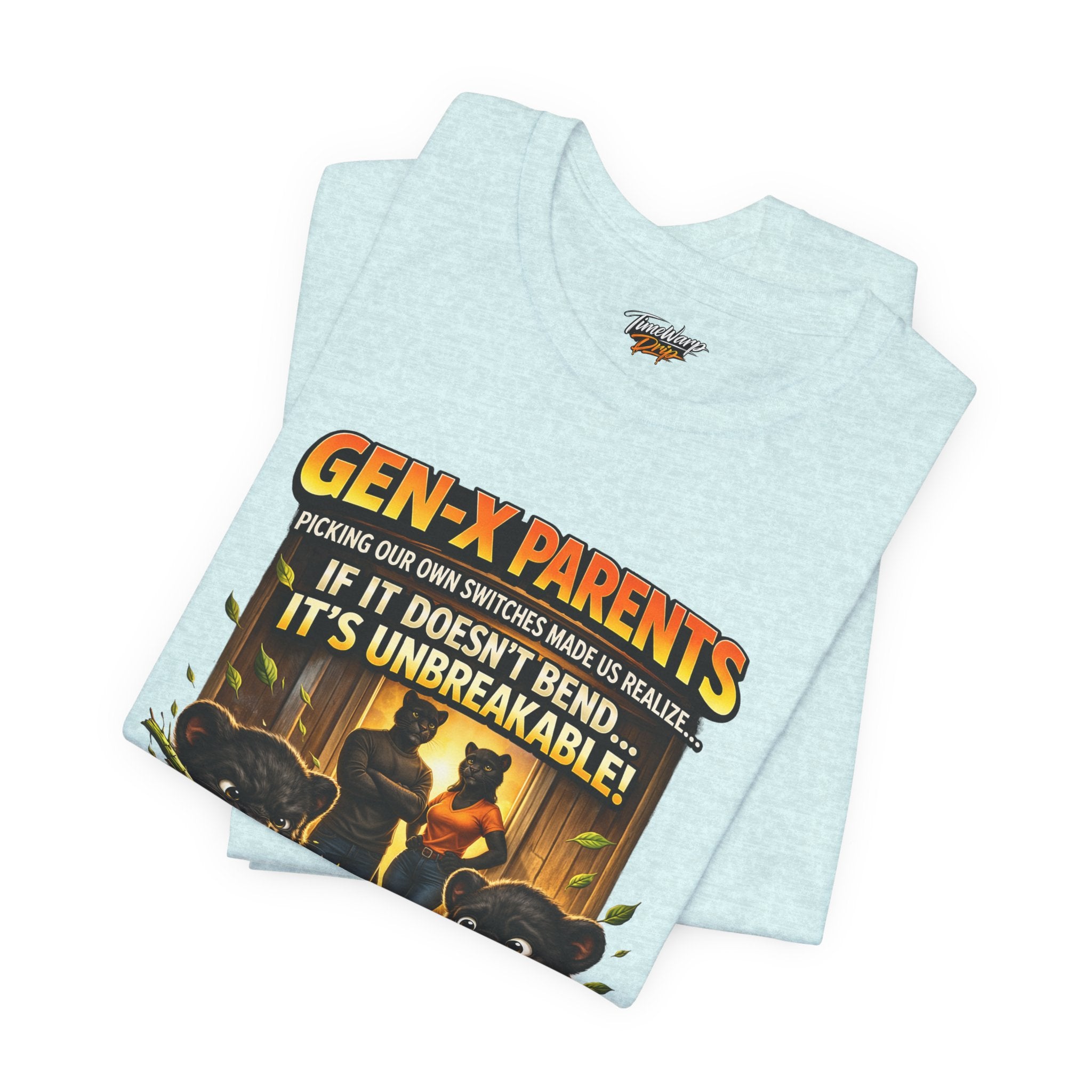 TimeWarp Drip Bold black Printify Unbreakable Gen X streetwear tee: “Picked Our Own Switches” drip, two retro cartoon bears, folded fresh. streetwear apparel