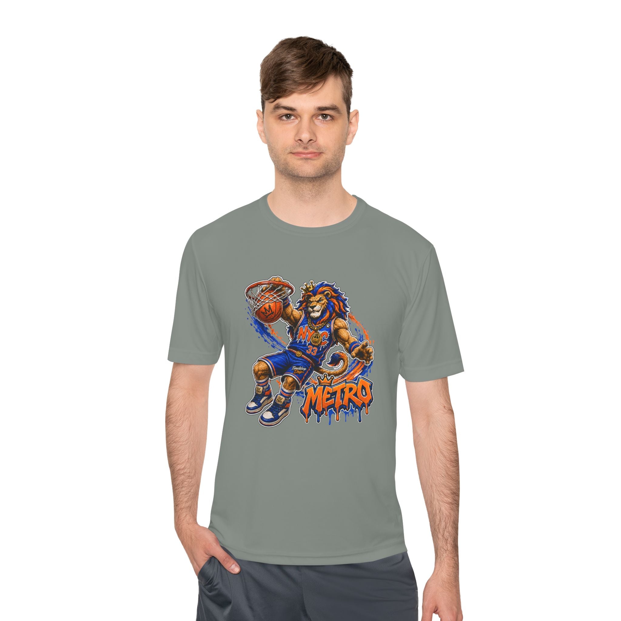 Metro NYC Basketball Tee — "Built Different" Lion Mascot Sports Shirt